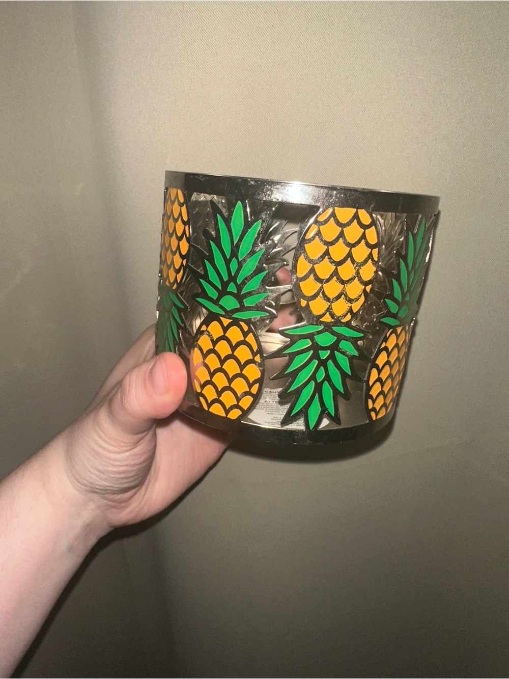 Bath & Body Works pineapple metal candle holder sleeve three wick